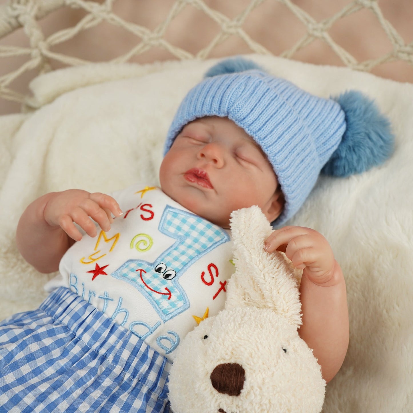 20 Inches Life Closed Eyes Loulou Reborn Doll In Blue Clothes Set