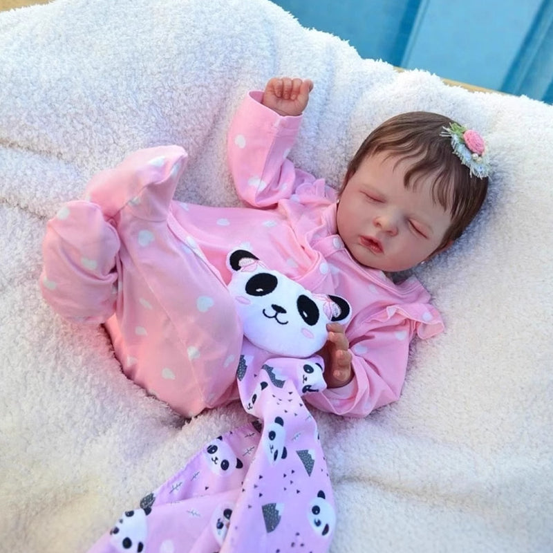 19 Inches Closed Eyes Short Hair Reborn Doll in Pink Clothes-Louisa