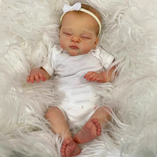 Bambola Reborn Irys da 20 pollici corpo morbido e realistico occhi chiusi