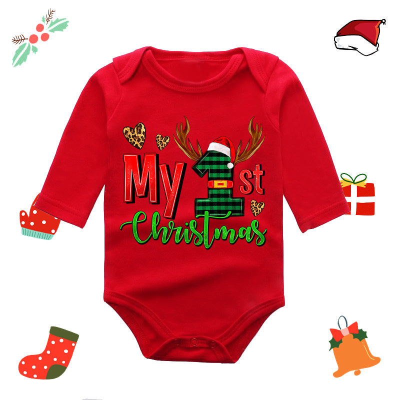 My First Red Long Sleeve Christmas Romper for 20-22 Inch Reborn Doll