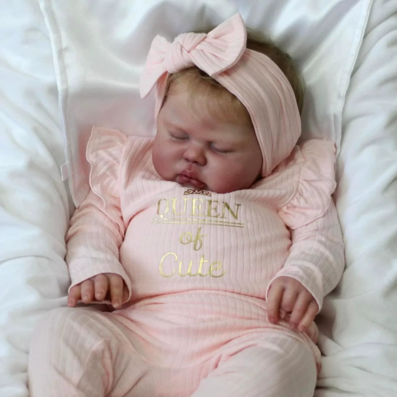60cm Closed Eyes Pickle Reborn Doll In Pink Clothes