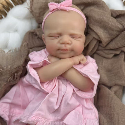30cm Full Silicone Openable Mouth Pascale Reborn Doll Girl In Pink Clothes