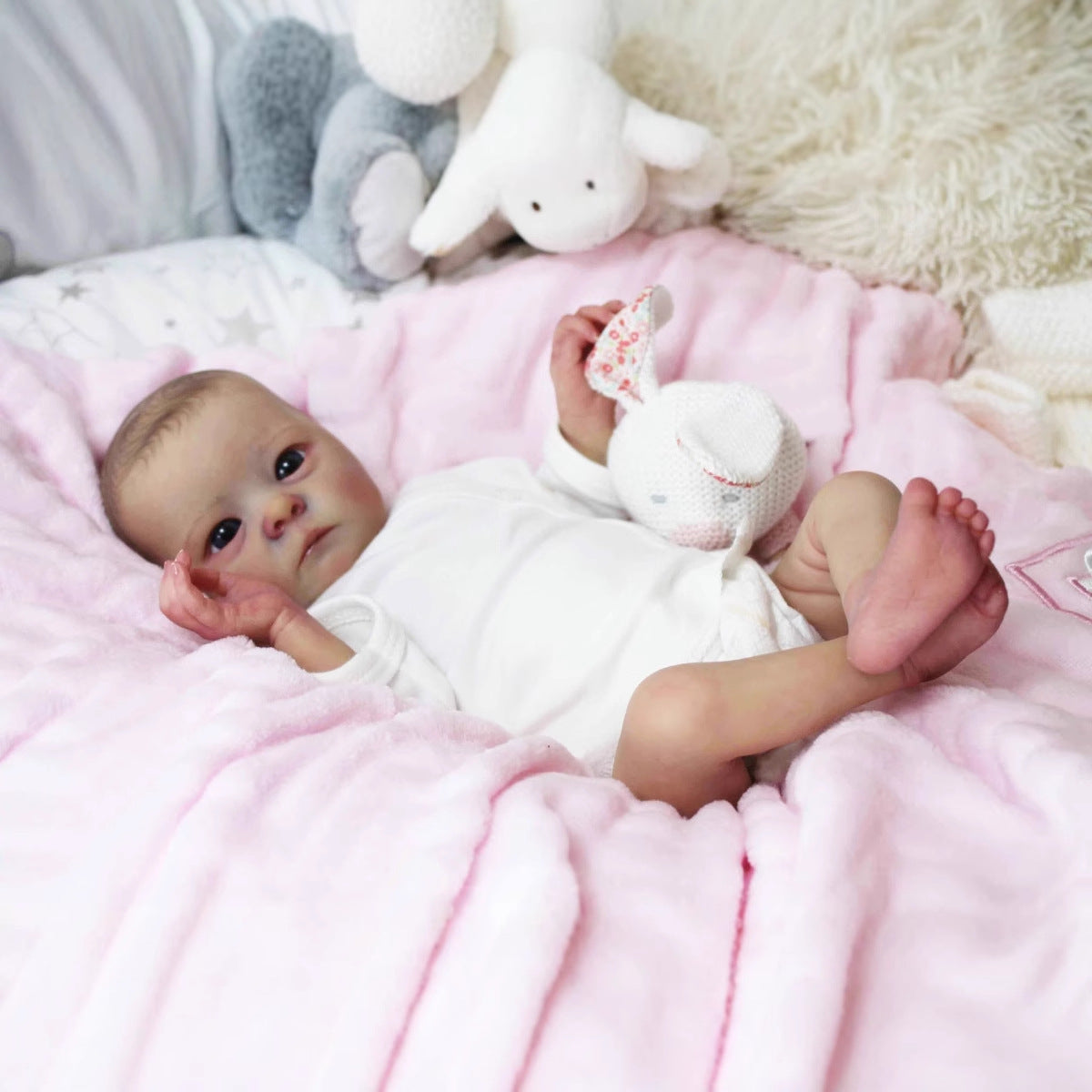 40cm Realistic Open Eyes Reborn Doll Tink In White Clothes