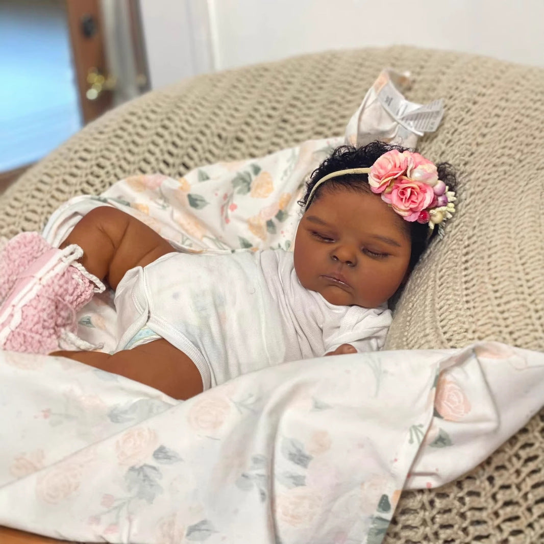 Jane 19 Inches Lifelike Closed Eyes Dark Skin Reborn Doll-Peaches
