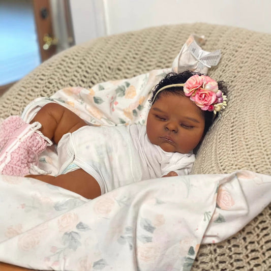 Jane 19 Inches Lifelike Closed Eyes Dark Skin Reborn Doll-Peaches