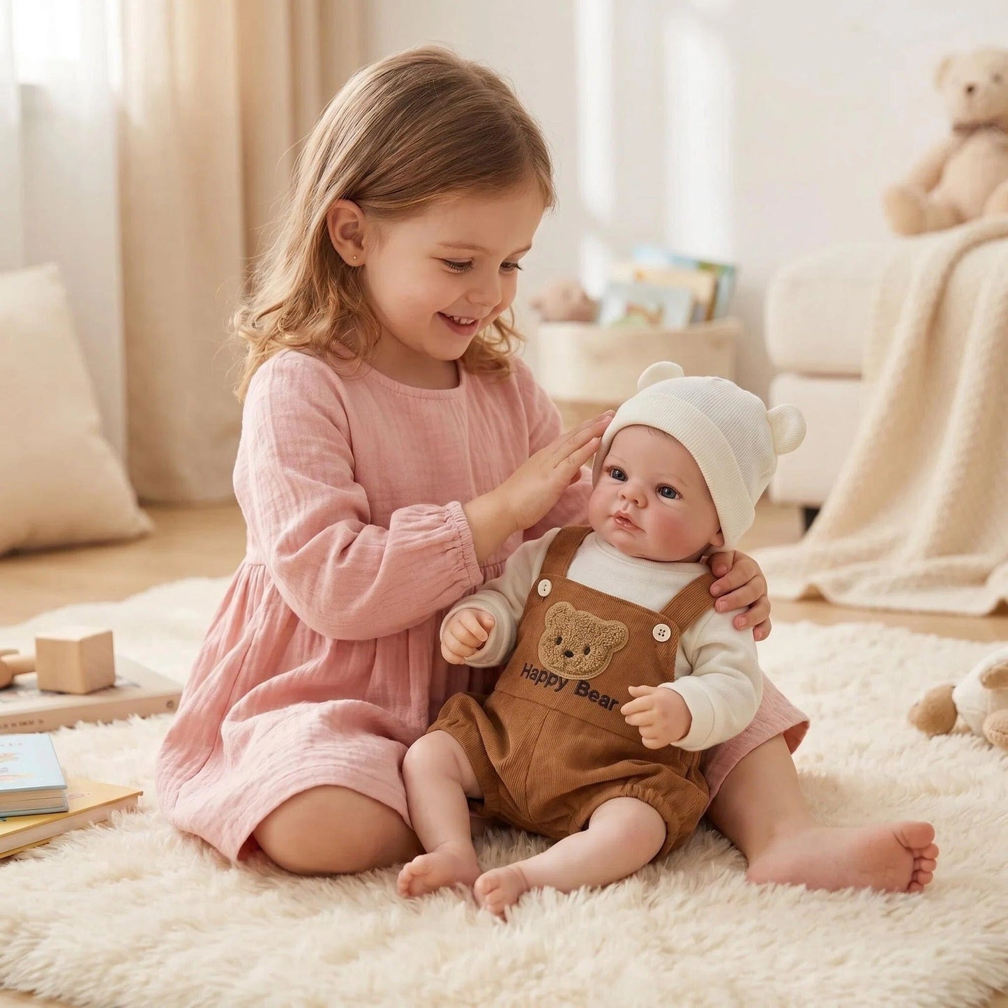 48cm Blue Eyes Loulou reborn dolls In Brown Bear Outfits