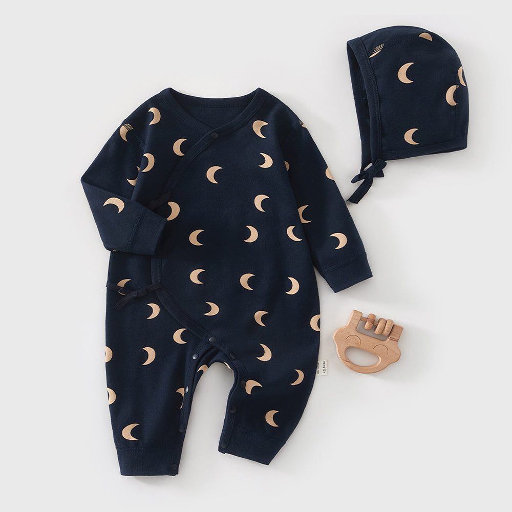 Moon Printed Bodysuit and Hat 2-Piece Set for 18-22 Inches Reborn Dolls