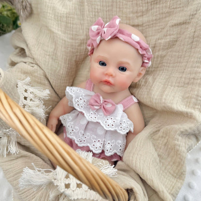 30cm Full Silicone Meadow Reborn Baby Girl in Pink Polka dots Clothes