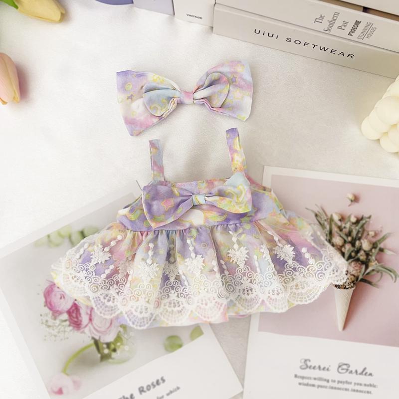 Beautiful Lace Floral Dress and Headband 2-Piece Set for 30cm Dolls