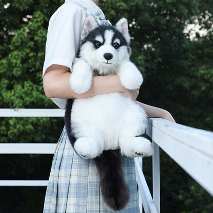 Adorabile zaino di peluche realistico fatto a mano a forma di cucciolo di husky