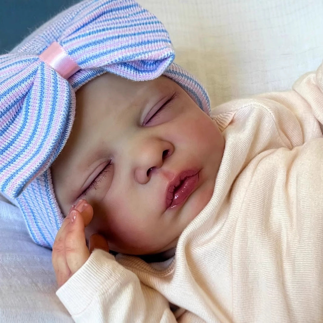 18 inches Lifelike Closed Eyes Reborn Doll With Hat-Romy