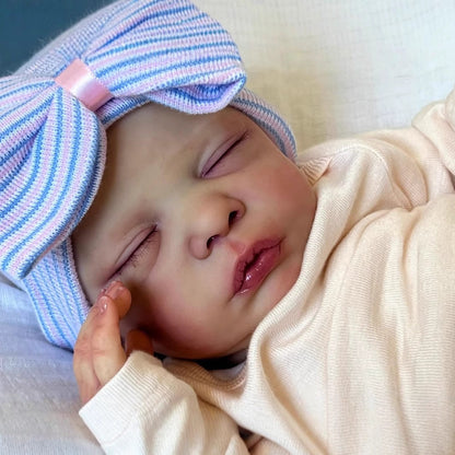 18 inches Lifelike Closed Eyes Reborn Doll With Hat-Romy