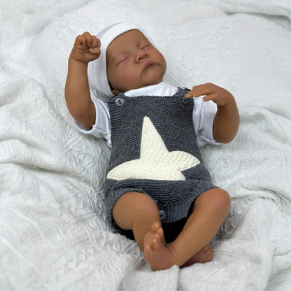 45cm Perry Occhi Chiusi Pelle Scura Corpo Morbido Bambole Reborn Levi