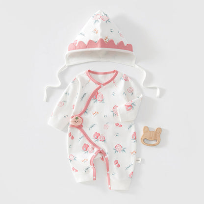 Cute Printed Bodysuit and Hat 2-Piece Set for 18-22 Inches Reborn Dolls