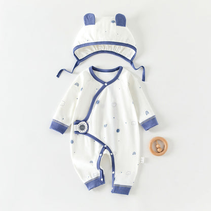 Completo due pezzi con body e cappellino stampati a blocchi di colore per bambole reborn da 45 a 55 cm