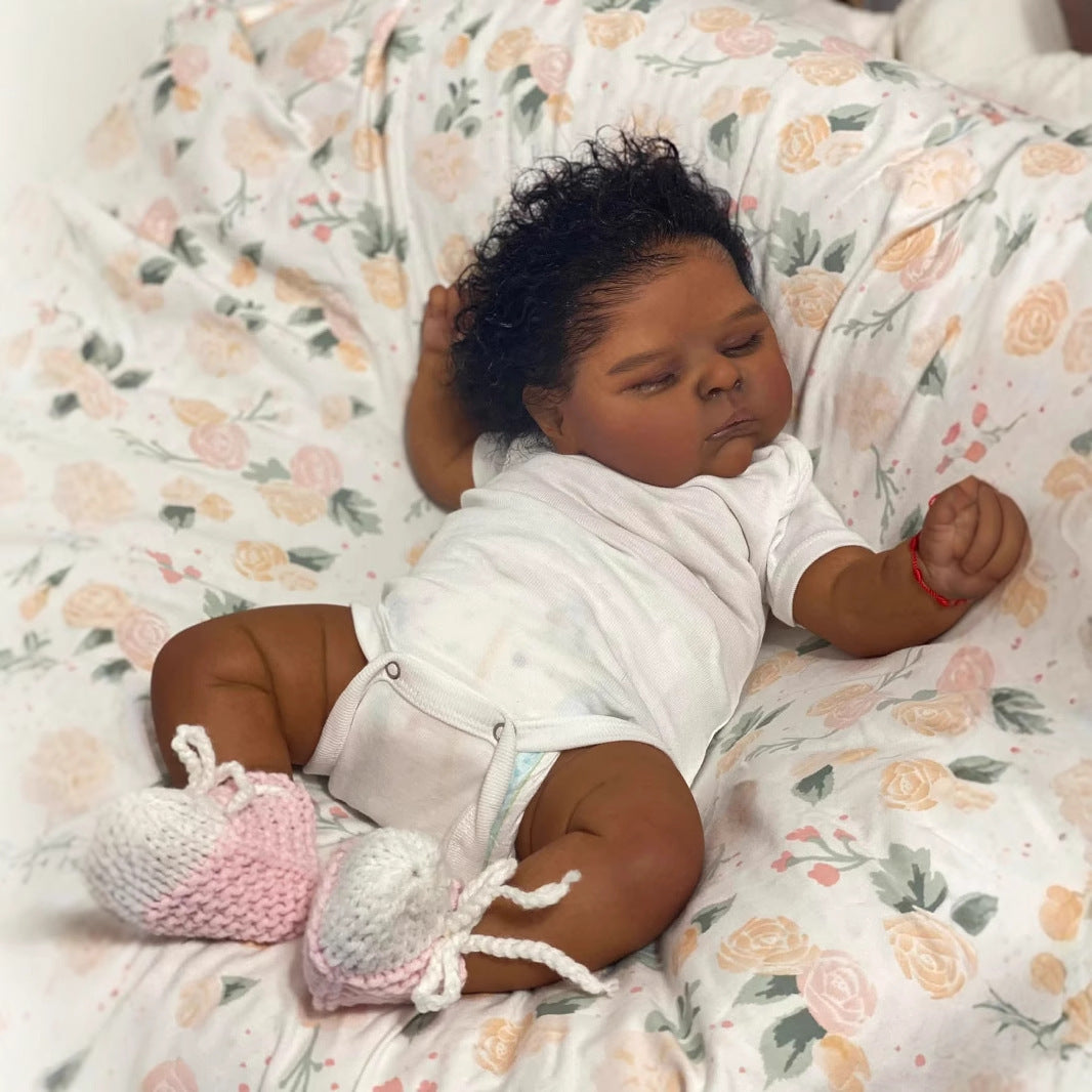Jane 19 Inches Lifelike Closed Eyes Dark Skin Reborn Doll-Peaches