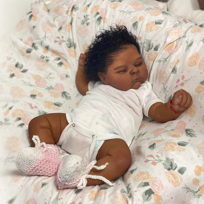 Jane 19 Inches Lifelike Closed Eyes Dark Skin Reborn Doll-Peaches