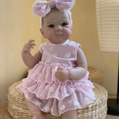 Bambola Reborn da 45 cm con occhi aperti sorelle gemelle in abito-Bettie