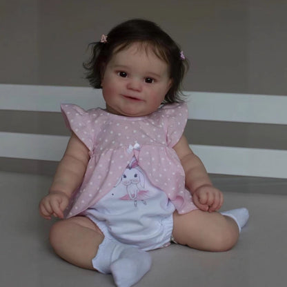 Bambole Reborn Maddie Carol Occhi aperti da 50 cm/60 cm con abito rosa