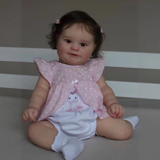 Bambole Reborn Maddie Carol Occhi aperti da 50 cm/60 cm con abito rosa