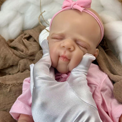 30cm Full Silicone Openable Mouth Pascale Reborn Doll Girl In Pink Clothes
