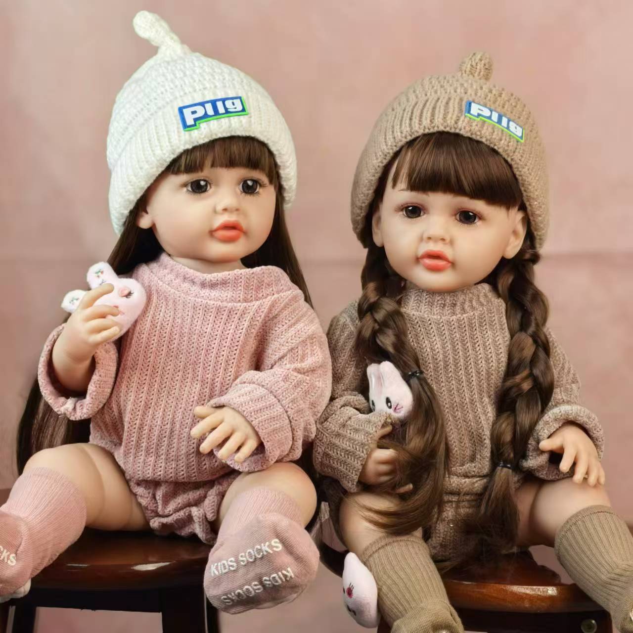 22 pollici occhi azzurri capelli lunghi gemelli reborn bambine-Betty