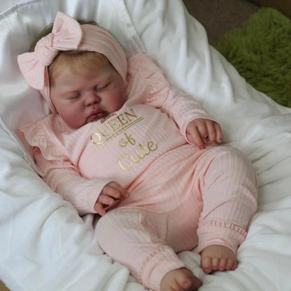 60cm Closed Eyes Pickle Reborn Doll In Pink Clothes
