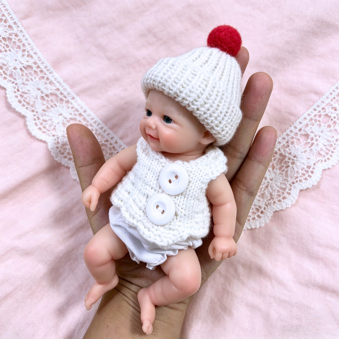 Mini bambole Reborn Vivienne (gemelle in tre esemplari) da 6 pollici in silicone pieno con occhi aperti
