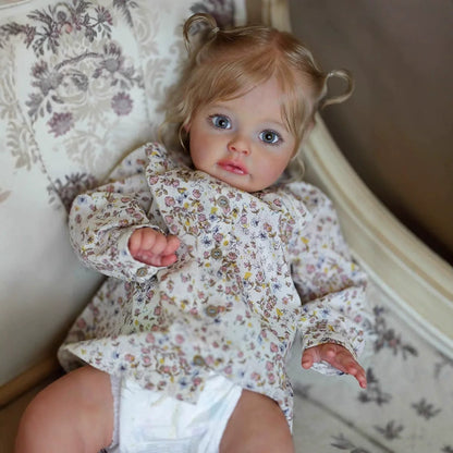 60cm Blue Eyes Blonde Hair Suesue Reborn Doll In Floral Clothes