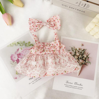 Beautiful Lace Floral Dress and Headband 2-Piece Set for 30cm Dolls