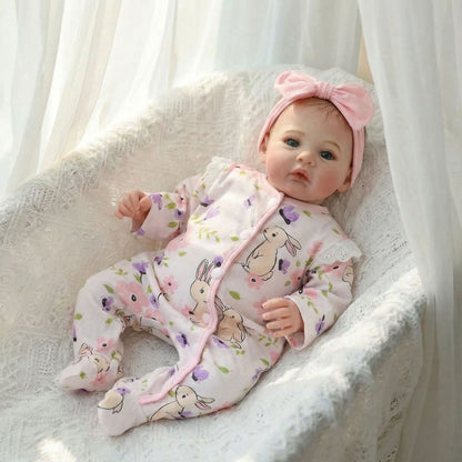 48cm Blue Eyes Reborn Baby Meadow In Floral print romper