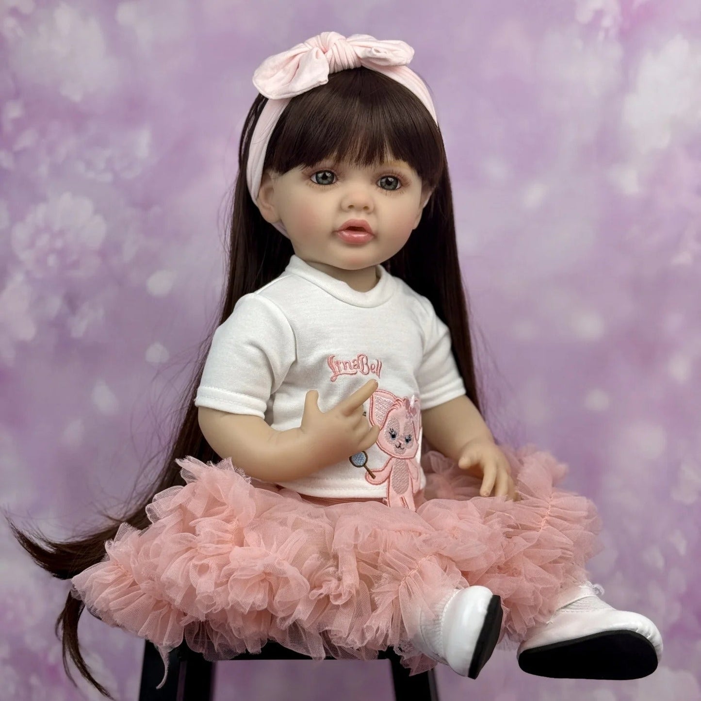 55cm Long Hair Reborn Baby Girl In Pink Dress-Betty