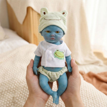 30cm Full Silicone Avatar Baby Girl in Green Frog Outfits