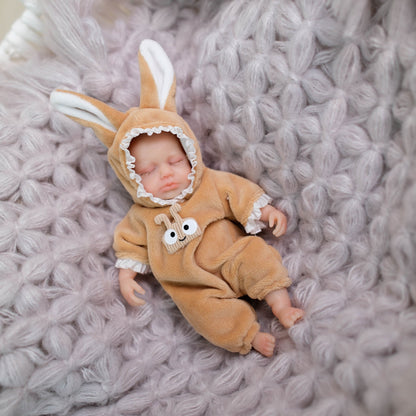 6 Inch Closed Eyes Mini Silicone Reborn Doll Girl-Loulou