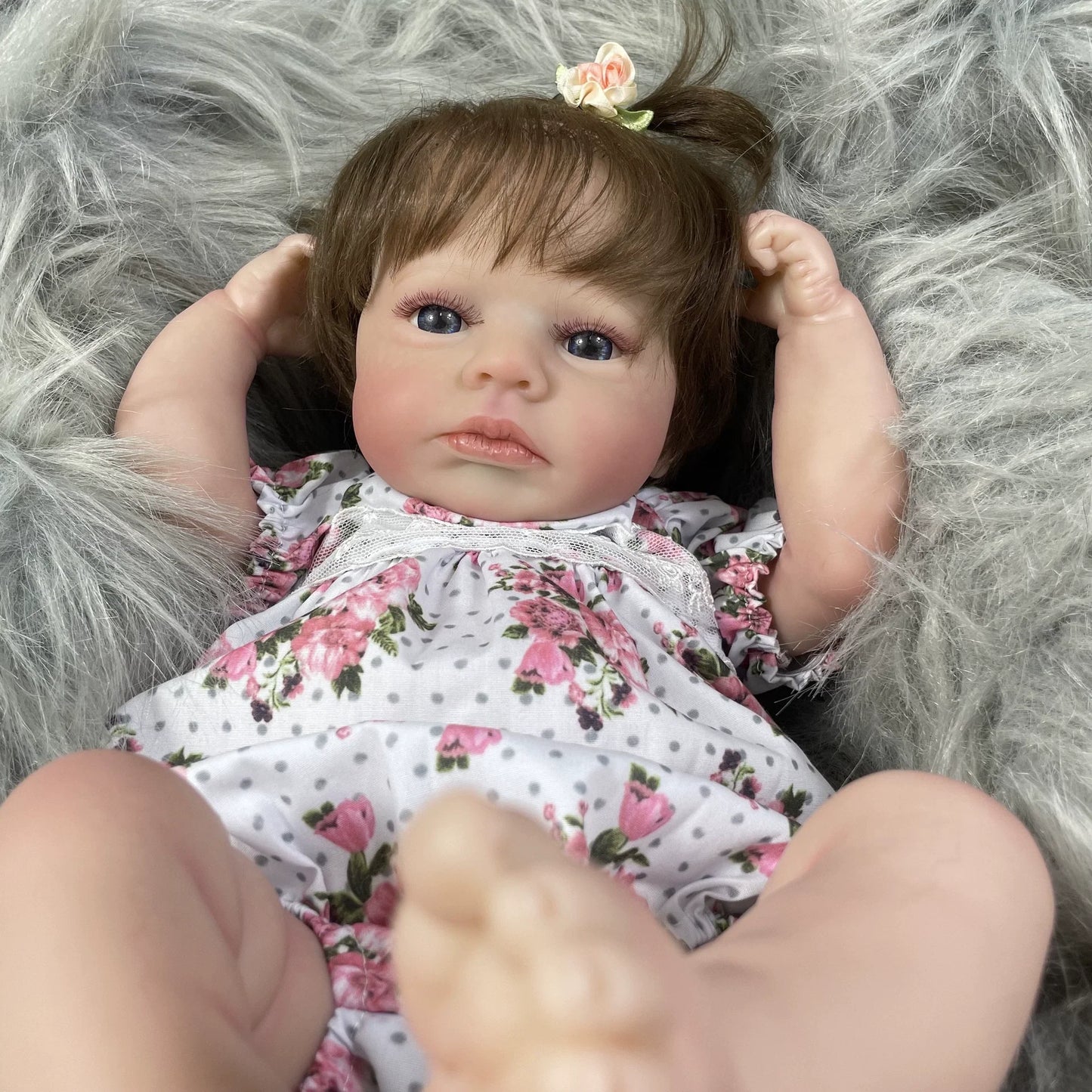 Bambola reborn Loulou da 20 pollici con capelli corti e corpo morbido che dorme