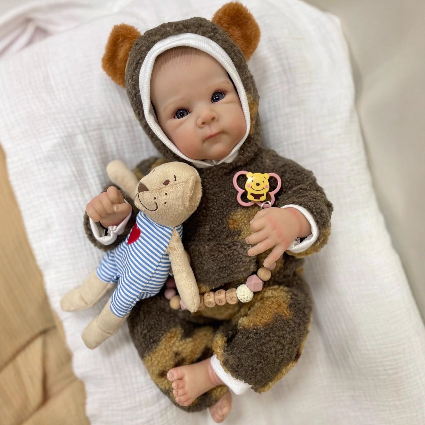 50 cm occhi aperti corpo morbido neonato rinato in tutina di peluche - Bettie