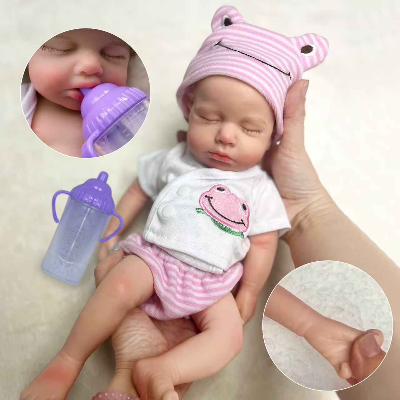 30cm Lifelike Soft Full Silicone Asleep Loulou Reborn Doll Girl