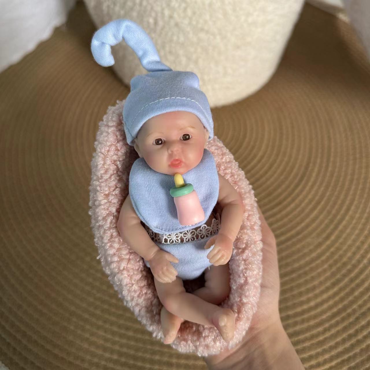 pollici Occhi aperti Mini Silicone Reborn Bambola Ragazza