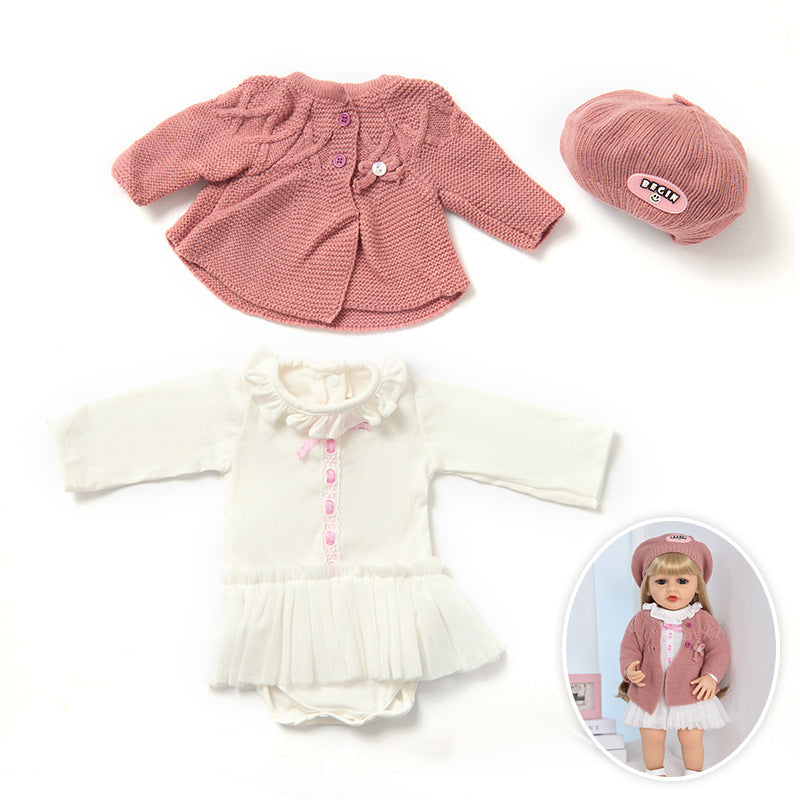Set di 3 pezzi composto da cappello giacca e vestito lavorati a maglia per bambole reborn da 55 cm (22 pollici)