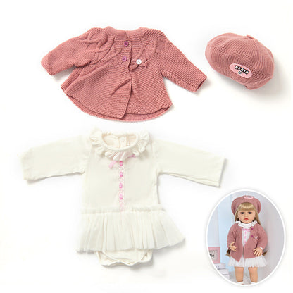Set di 3 pezzi composto da cappello giacca e vestito lavorati a maglia per bambole reborn da 55 cm (22 pollici)