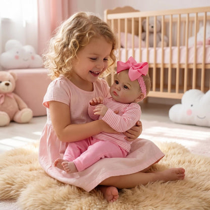 19 Inches Open Eyes Heron Reborn Doll In Pink Srtipe Outfits