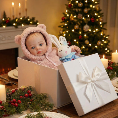 Reborn Baby Meadow da 48 cm con occhi azzurri e vestiti di peluche