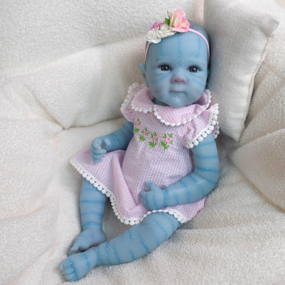Bambola reborn Bettie realistica da 45 cm con vestitino viola