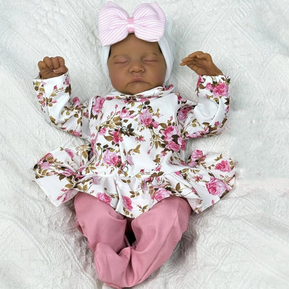 45cm Elsie Occhi Chiusi Pelle Scura Corpo Morbido Bambole Reborn Levi