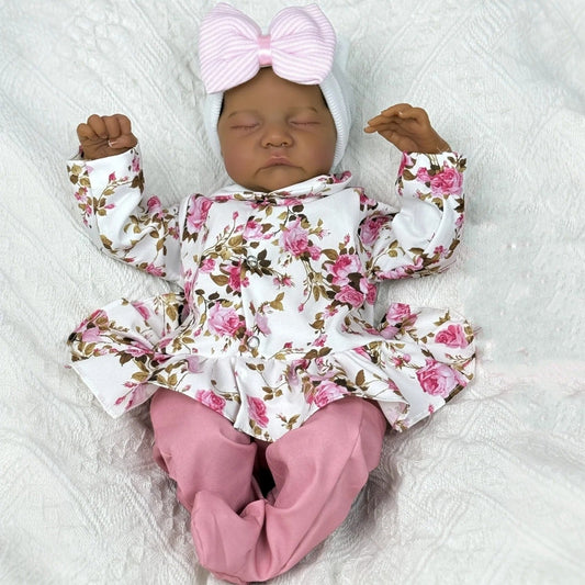 45cm Elsie Occhi Chiusi Pelle Scura Corpo Morbido Bambole Reborn Levi