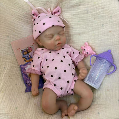 Sorelle gemelle reborn in silicone da 33 cm con vestiti rosa