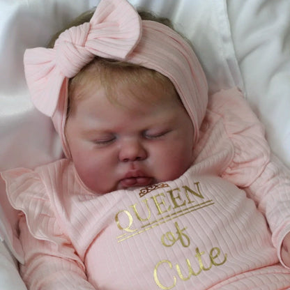 60cm Closed Eyes Pickle Reborn Doll In Pink Clothes