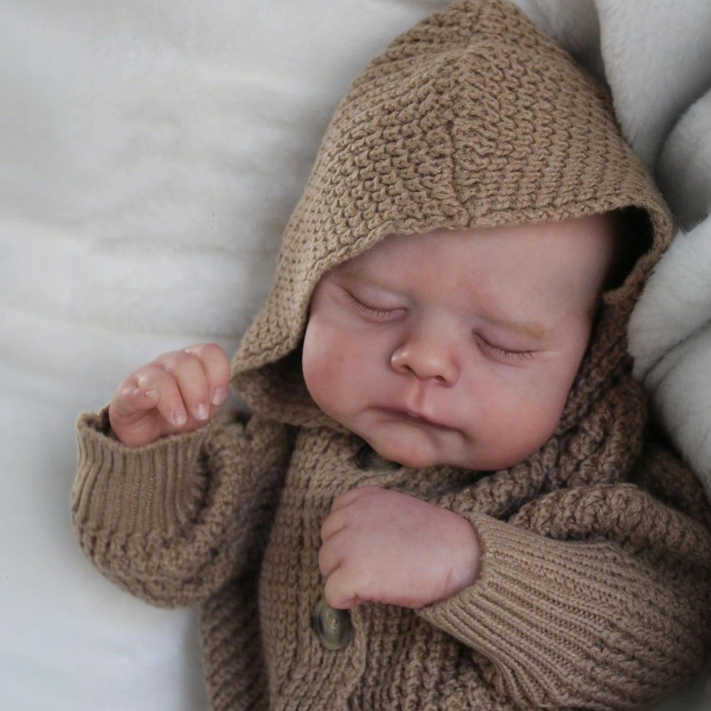 48cm Soft Body Sleeping Reborn Doll Erica In Brown Sweater