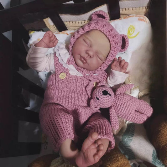 50cm Lifelike Closed Eyes Reborn Doll Valentina In Pink Bodysuit