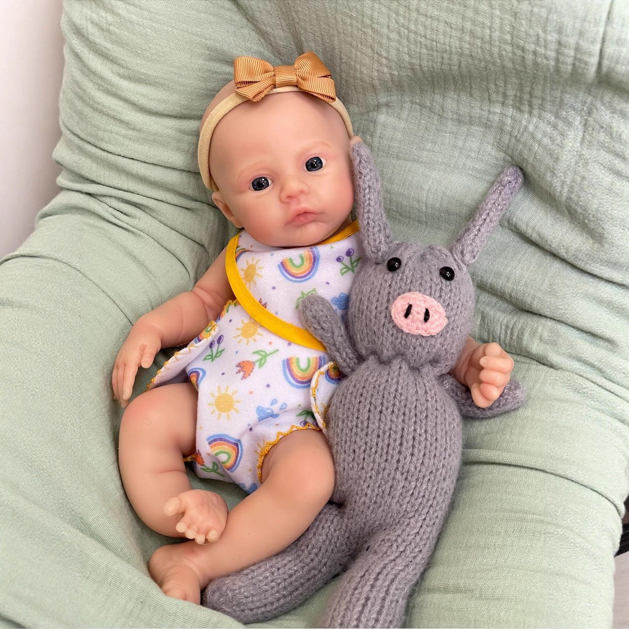Neonata rinata in silicone morbido da 30 cm con occhi aperti - Meadow